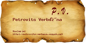 Petrovits Verbéna névjegykártya